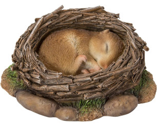 Vivid Arts Doormouse Asleep in Nest Garden Ornament