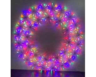 SHATCHI 58cm Starburst Wreath Shape Silhouette with 320 Multicolour LEDs Twinkling