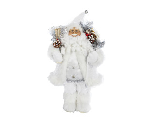 Jingles 45cm Silver and White Standing Santa Claus Figure