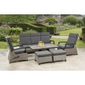 Camilla Rattan Reclining Lounge Set w/ Height Adjustable Table