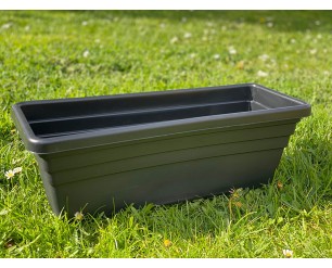 Strata 50cm Planter Trough Black Plastic Ascot Rectangular Plant Tub Pot