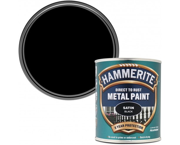 Hammerite Direct to Rust Satin Finish Black 750ml