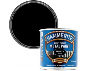 Hammerite Direct to Rust Metal Paint Smooth Black Finish 250ml