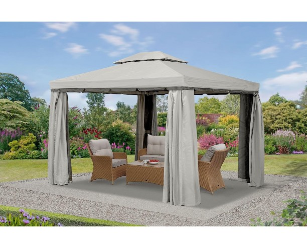 GSD Gazebo Marquee Heavy Duty Roma 3 x 3m Garden Tent with Curtains