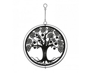Primus Metal Apple Tree Hanging Silhouette Orbit Spinner - Black for Garden