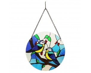 Primus Glass Hanging Orbit Suncatcher - Blue Tit Garden Ornament