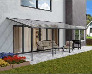 Palram Canopia Sierra 10 ft. x 24 ft. Patio Cover - Grey, Clear Twin wall