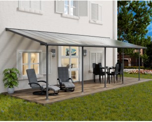 Palram Canopia Sierra 10 ft. x 28 ft. Patio Cover - Grey, Clear Twin wall