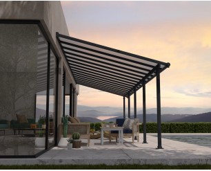 Palram Canopia Olympia 10 ft. x 30 ft. Patio Cover Kit - Grey, Clear Twin wall
