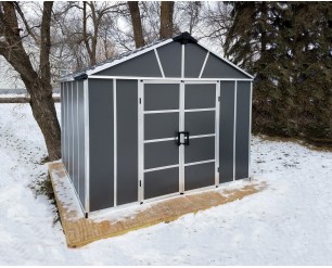 Palram Canopia Yukon 11 ft. x 9 ft. Shed Without Floor - Dark Grey