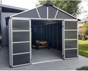 Palram Canopia Yukon 11 ft. x 21.3 ft. Shed Without Floor - Dark Grey