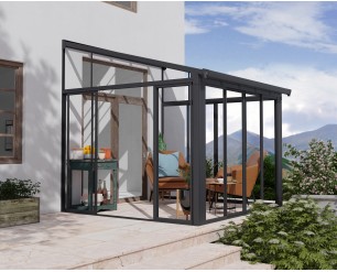 Sanremo 10 ft. x 10 ft. Solarium - Grey Structure & Hybrid Panels