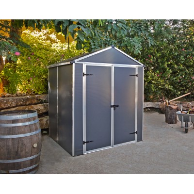 Palram Canopia Rubicon 6 ft. x 5 ft. Shed With Floor - Dark Grey Panels