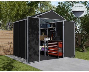 Palram Canopia Rubicon 6 ft. x 8 ft. Shed With Floor - Dark Grey Panels