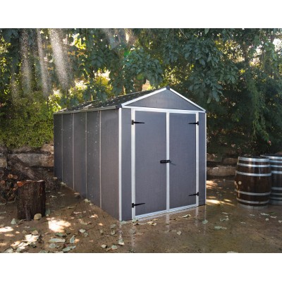 Palram Canopia Rubicon 6 ft. x 12 ft. Shed With Floor - Dark Grey Panels