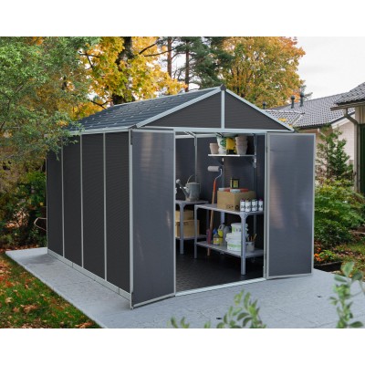 Palram Canopia Rubicon 8 ft. x 10 ft. Shed With Floor - Dark Grey Panels