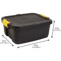 Strata 24 Litres Heavy Duty Storage Box, Black/Yellow, 50 x 40 x 20 cm