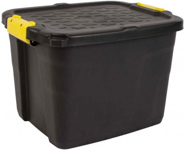 Strata 42 Litres Heavy Duty Storage Box, Black/Yellow, 50 x 40 x 35 cm