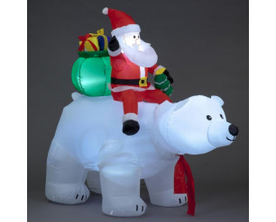 175cm Santa on Polar Bear w/ Moving Head/12 LEDs