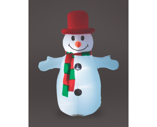 120cm Inflatable Snowman With Red Hat & R/G Scarf w/6 LED
