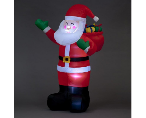 190cm Santa w/Raised Right Arm /Gift Bag/Gift Boxes/9 LEDs