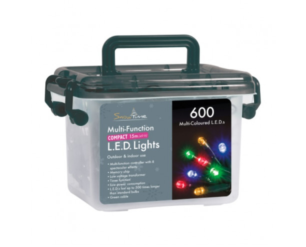 600 Multi Col LED Compact Lights w/Timer