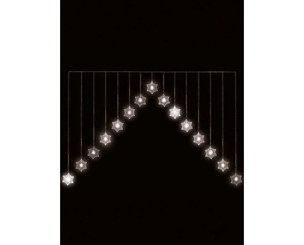 Snowflake ‘V’ Curtain Light w/ 15 Warm White LED/1.2m
