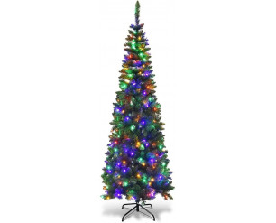 SHATCHI 5ft Pre-Lit Artificial Slim Christmas Pencil Tree Multicolour