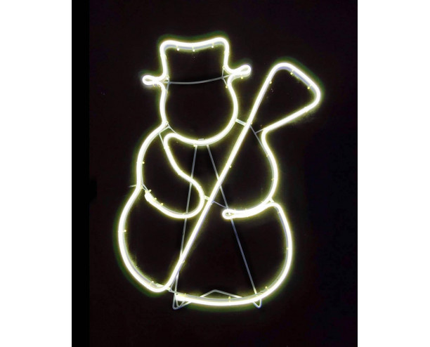 SHATCHI Snowman Neon Effect Rope Light Silhouette Double Side 90 Warm White LEDs