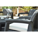 Keter Corfu 2 Seater Balcony Garden Outdoor Rattan Furniture Set - Graphite with Grey Cushions
