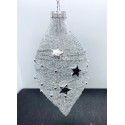 Set of 3 Silver Star Bead Christmas Tree Decorations 80mm