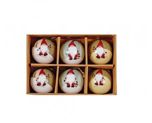 Set of 6 Gonk Decoupage Ball Christmas Tree Decoration Baubles 75mm