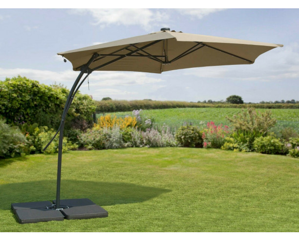 2.7m Garden Parasol Cantilever Easy Up Function - Taupe