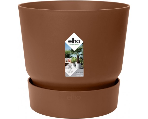 Elho Flower Pot Greenville Round - 30cm - Ginger Brown