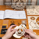 ROKR 3D Wooden Puzzle Owl Model Kits DIY Clock Movement 