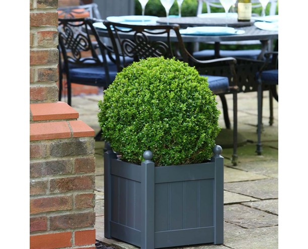 AFK Classic Square Wooden Planter, Charcoal - 15in