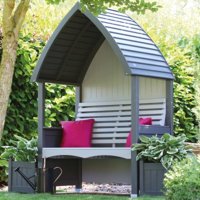 AFK Wooden Cottage Arbour Charcoal and Stone