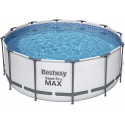 Bestway 56420 Steel Pro Max Round Frame Swimming Pool with Filter Pump, Grey, 12 ft