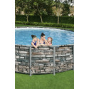 Bestway BW56966GB-21 Power Steel Swimming Pool, with Pump and ChemConnect, Stone Print, 16 Ft