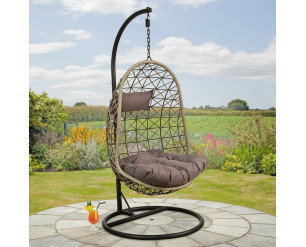 Cocoon Hanging Egg Chair Swing Garden Furniture In Or Outdoor - Grey / Latte