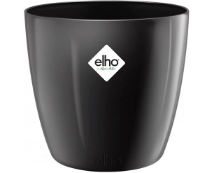 Elho Brussels Diamond Round 30 - Flowerpot for Indoor - Ø 29.4 x H 27.0 cm - Black/Metallic Black