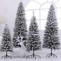 SHATCHI Artificial Slim Christmas Pencil Tree Holiday Home Decorations with Pointed Tips and Metal Stand Snow Flock, 5ft 