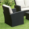 GSD Rattan Garden Furniture 4 Piece Patio Set- Black with cream cushions 