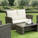 GSD Rattan Garden Furniture 4 Piece Patio Set- Grey with cream cushions 