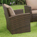 GSD Rattan Garden Furniture 4 Piece Patio Set- Brown with light brown cushions 
