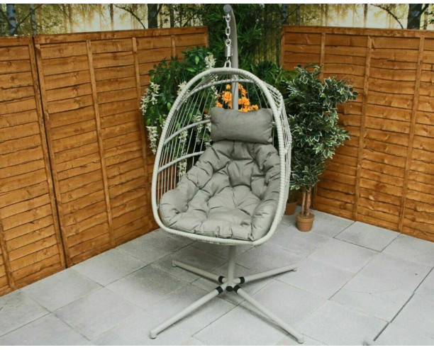 Holly Folding Single Cocoon Egg Chair Swing  - Cappuccino 