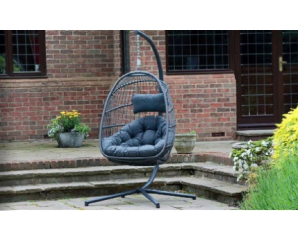 Holly Folding Single Cocoon Egg Chair Swing  - Grey 