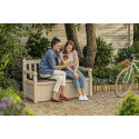 Keter Eden Bench Outdoor Plastic Storage Box Garden Furniture, Beige and Brown, 140 x 60 x 84 cm