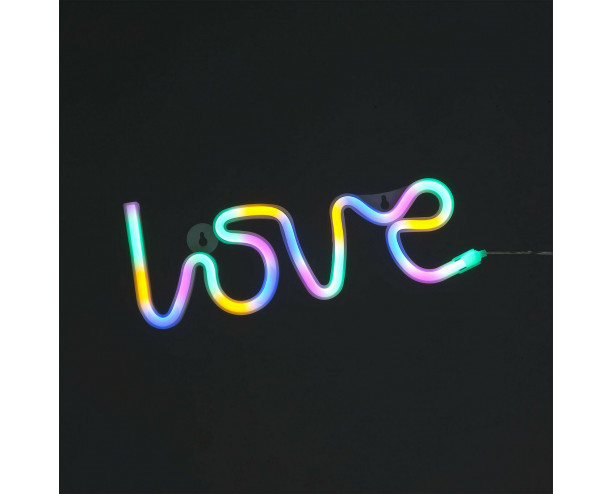 'Love' LED Rope Light - 3 Colours Available 30cm Battery & USB Powered MULTICOLOURED