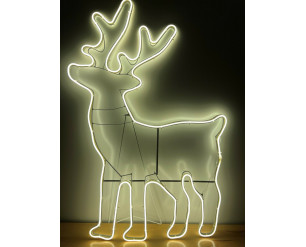 Christmas Neon LED Rope Light Silhouettes, In or Outdoor, 8 Styles, Warm White - Large Standing Reindeer